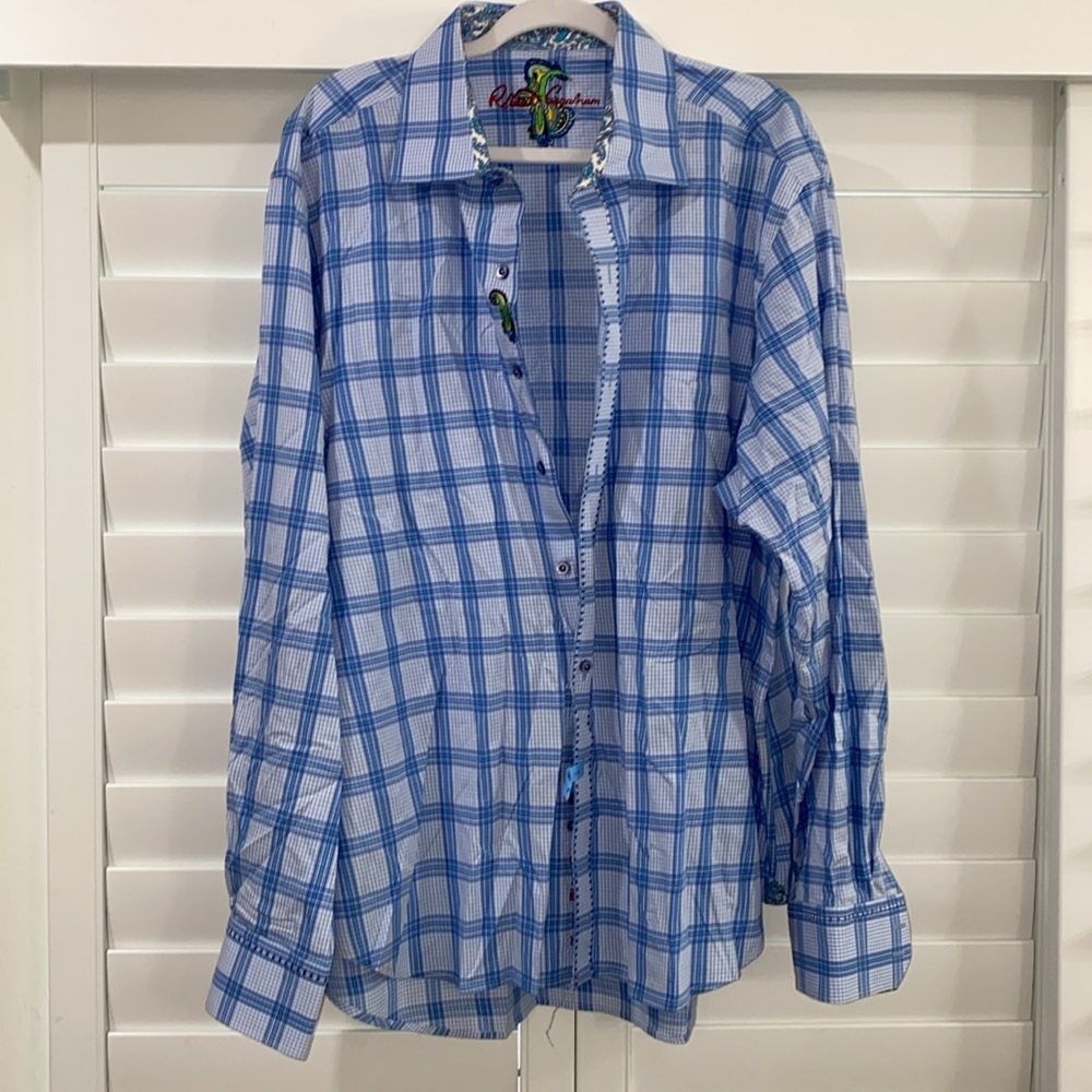 Robert Graham mens 3XL button down shirt Dr with embroidery detail tag / placket